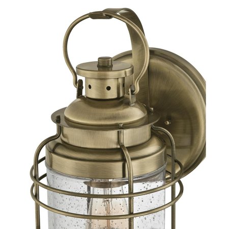 Westinghouse Fixture Wall Outdoor 60W Kellen Lantern, Antique Brass Clear Seeded Glass 6335200